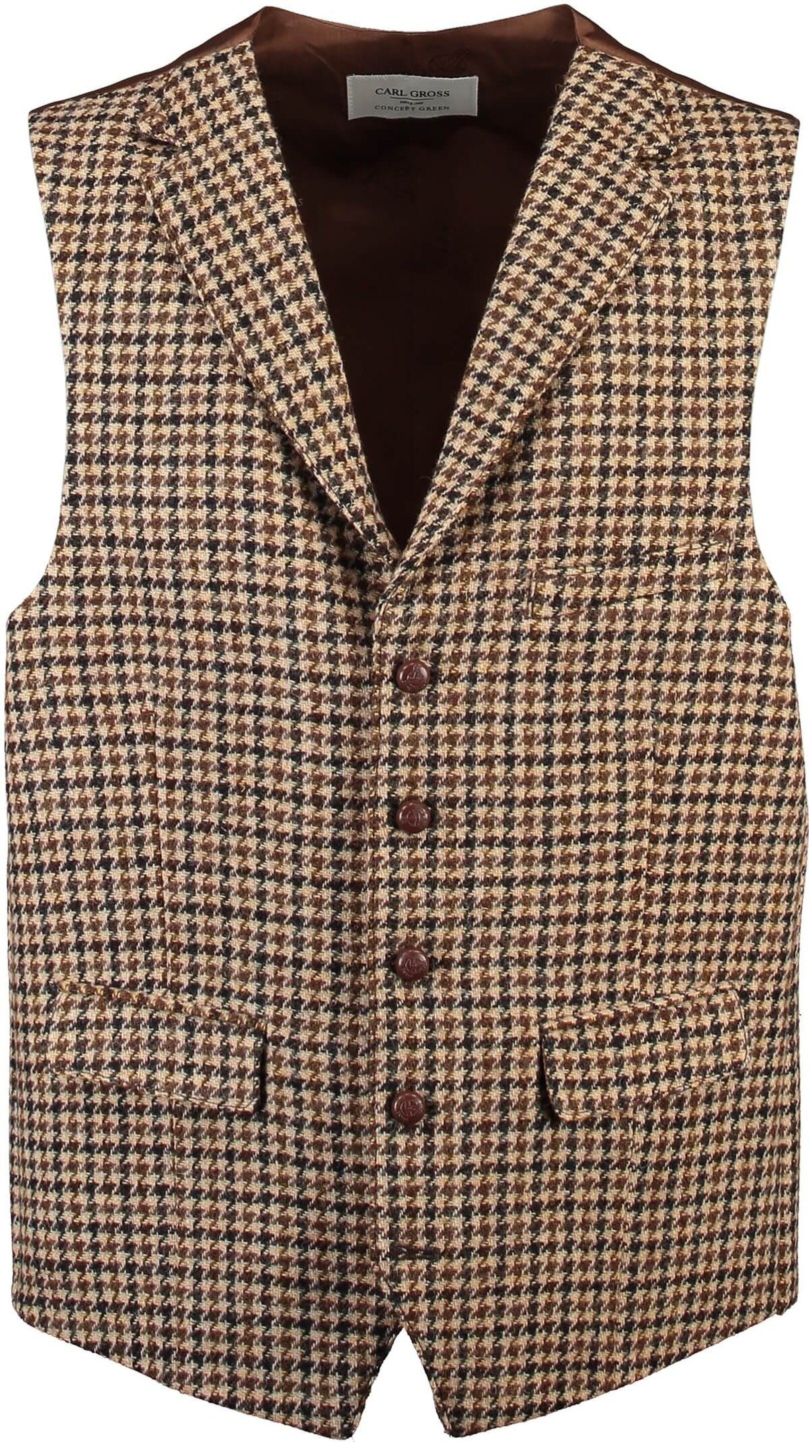 Anzugweste CARL GROSS Harris Tweed Weste braun kariert