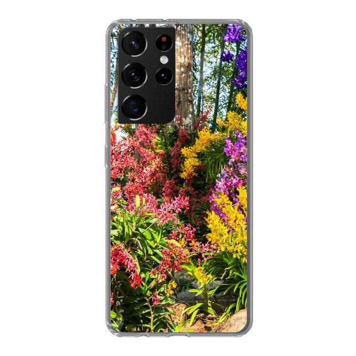 MuchoWow Handyhülle Blumen - Regenbogen - Wald - Jahreszeiten Phone Case Handyhülle Samsung Galaxy S21 Ultra Silikon Schutzhülle