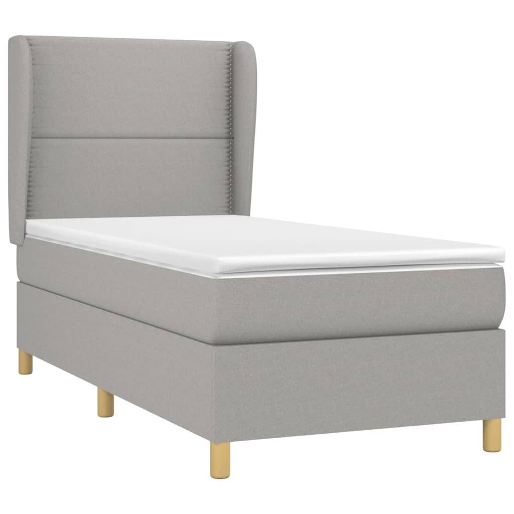 Bett Boxspringbett mit Matratze Hellgrau 90x200 cm Stoff