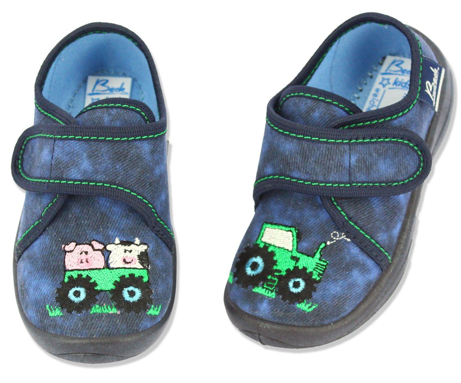 Beck Kleinkind Hausschuh Little Farm Hausschuh (atmungsaktive, leichte, flexible Schuhe, für Kita, Kindergarten, Zuhause) leichte flexible Laufsohle, Obermaterial + Futter Baumwolle