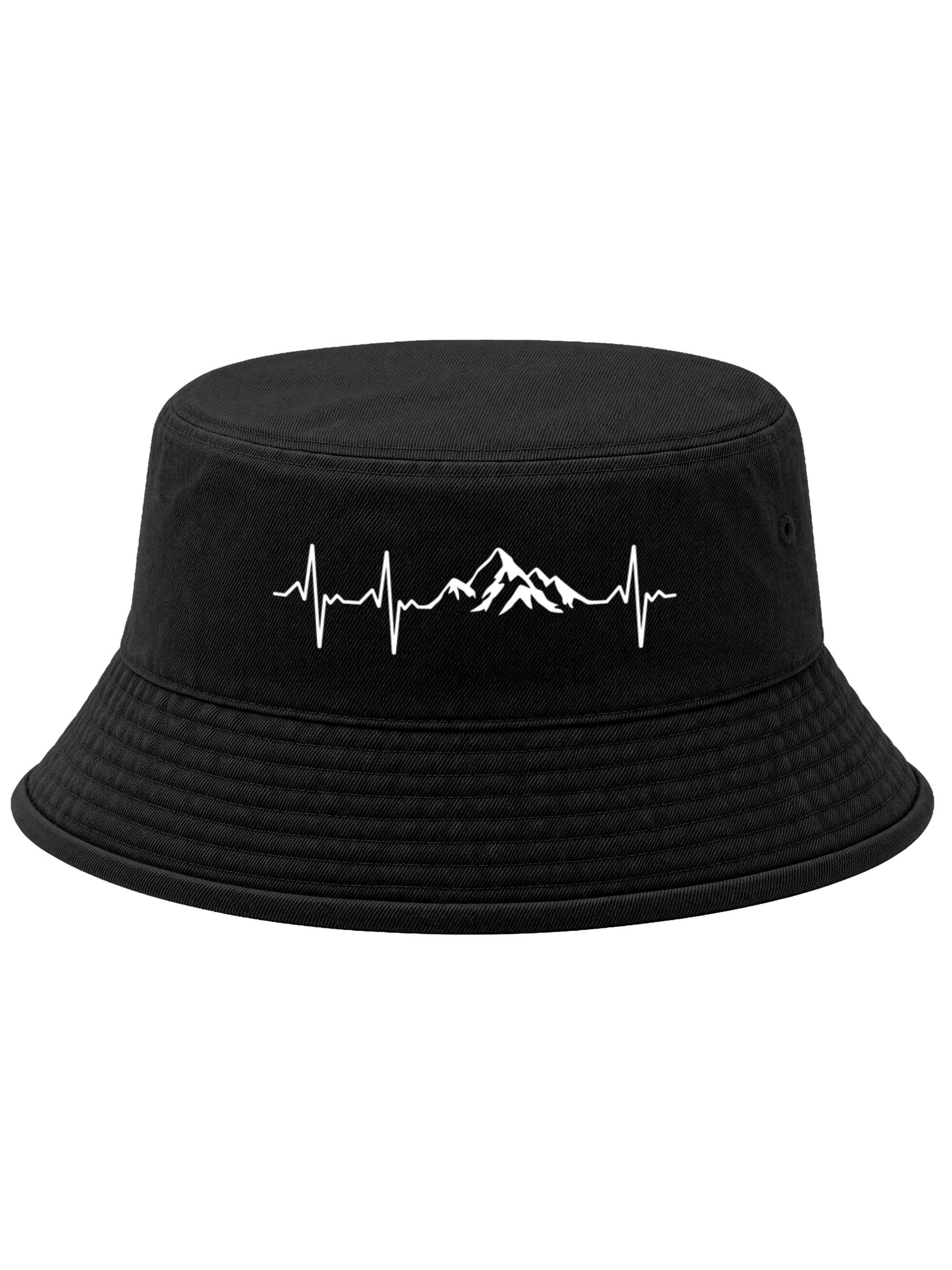 Neverless Fischerhut Anglerhut mit Print Bergliebe Baumwolle Bucket Hat Herren Damen
