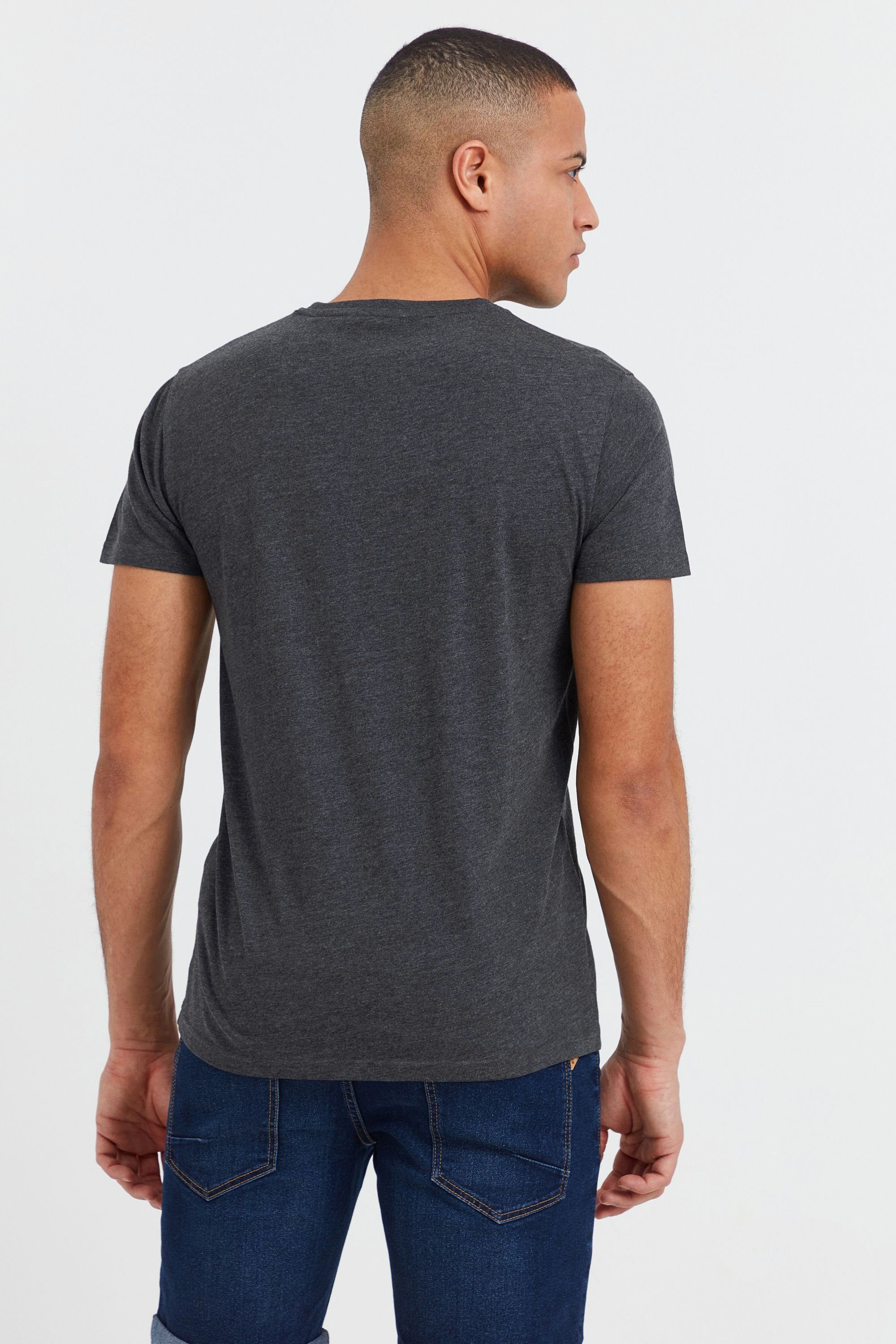Solid Rundhalsshirt Dark T-Shirt in Melange (8288) Grey Tricolor Streifenoptik SDSascha
