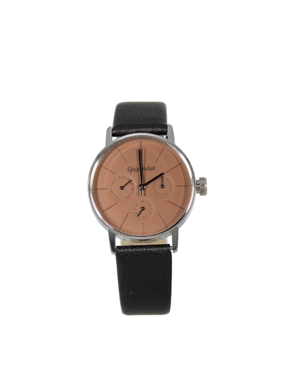 Gigandet Quarzuhr Armbanduhr Damen Multifunktion Datum Edelstahl Leder Braun G38-016, Mineralglas, Tag- und Datumsanzeige, 24-Std. Anzeige