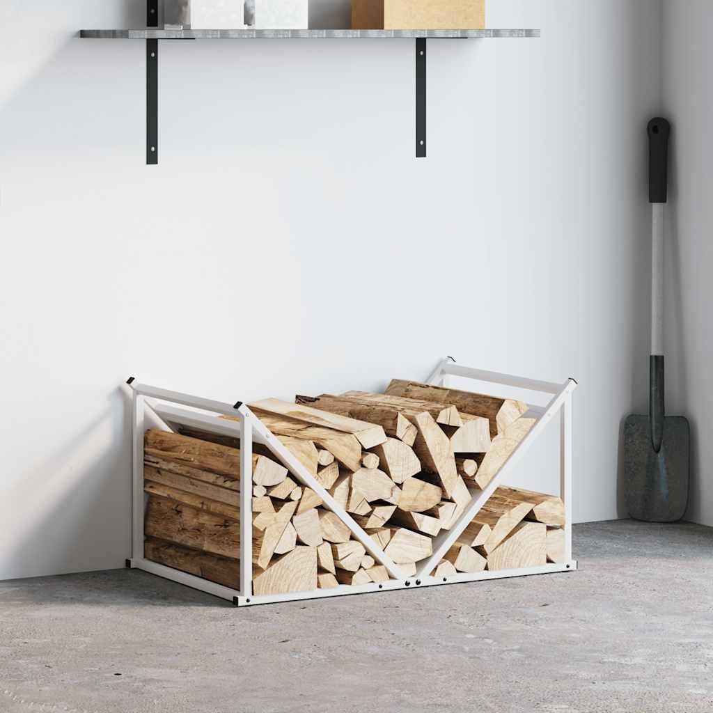 vidaXL Kaminholzregal Brennholzregal Weiß 70x43x34,5 cm Kaltgewalzter Stahl