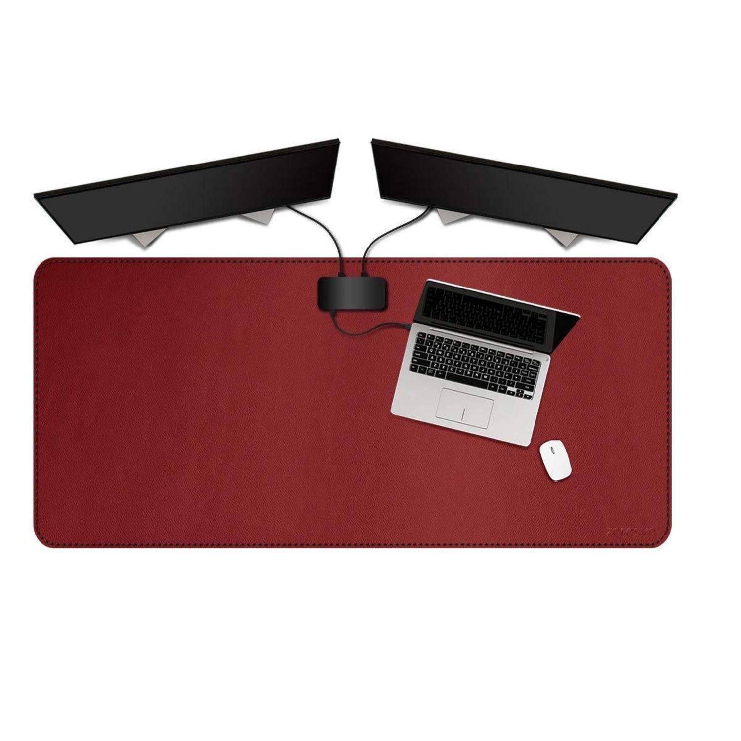 LuxusKollektion Schreibtischunterlage Schreibtischunterlage XL Rot 120x60cm PU Leder
