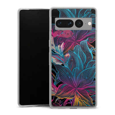 DeinDesign Handyhülle Neon Blumen bunt Neon Flower Power, Google Pixel 7 Pro Slim Case Silikon Hülle Ultra Dünn Schutzhülle