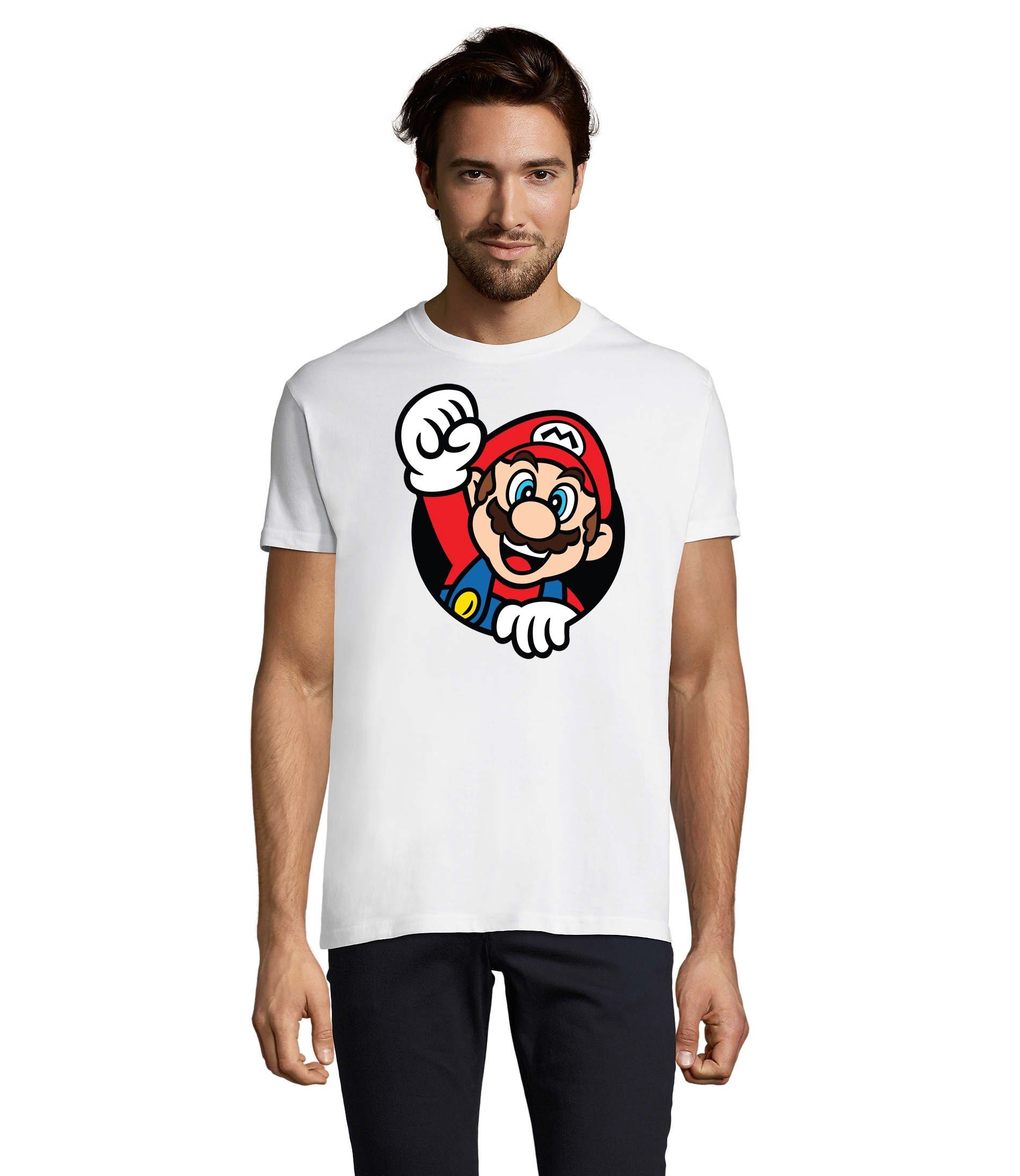 Blondie & Brownie T-Shirt Herren Super Mario Faust Nerd Konsole Gaming Spiel Nintendo Weiss