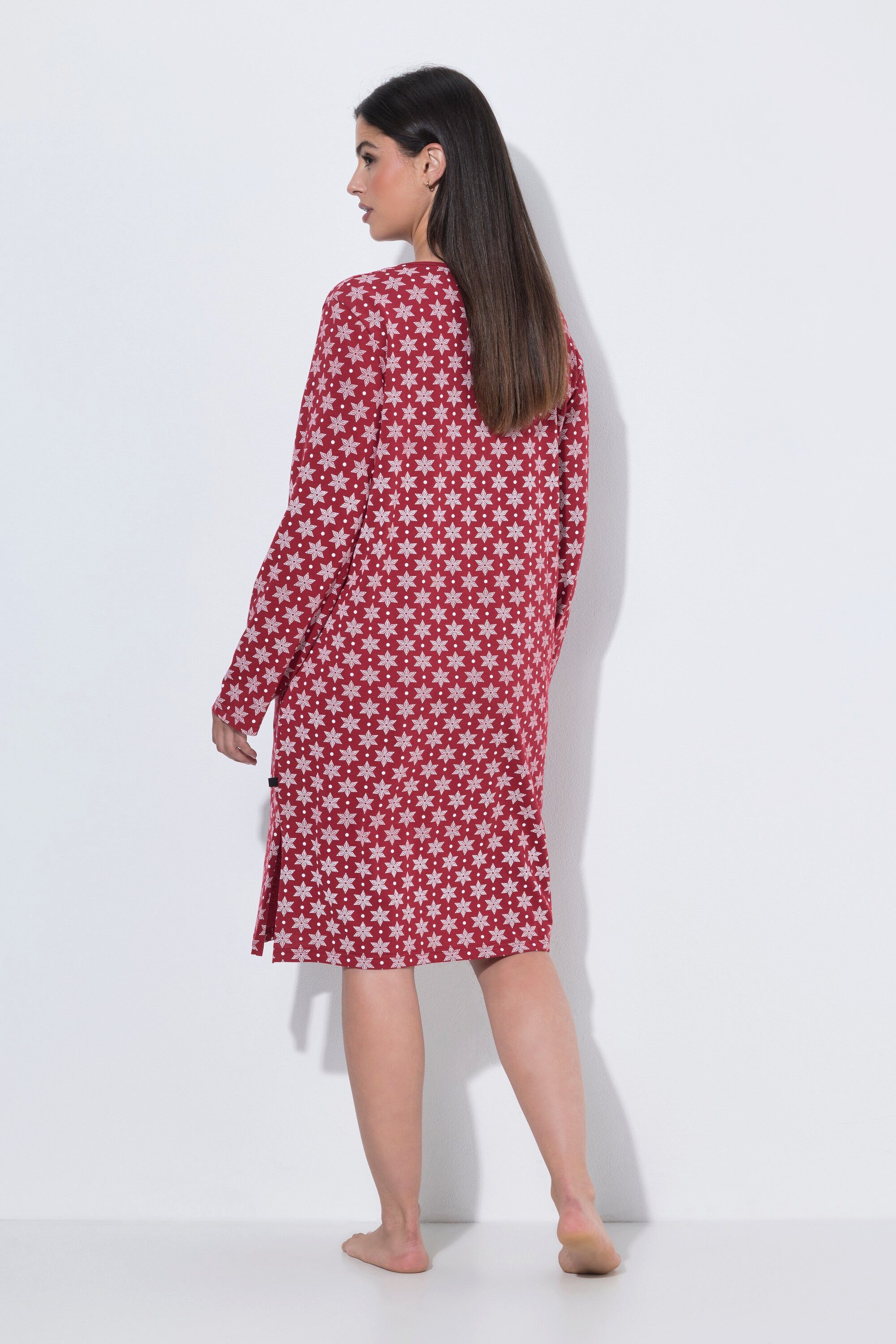 Ulla Popken Bigshirt Bigshirt Schneeflocken V-Ausschnitt Langarm – Bild 3 von 4