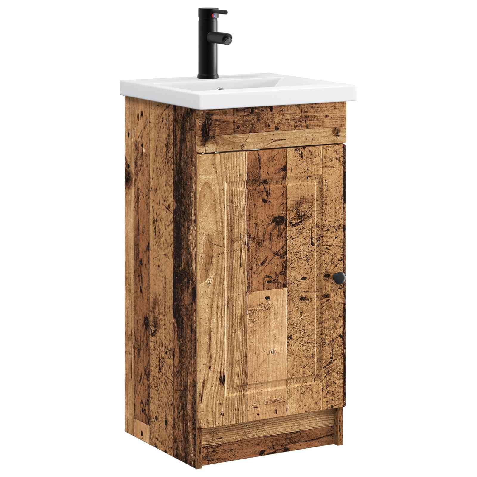 vidaXL Badezimmerspiegelschrank Badezimmerschrank mit Waschbecken Altholz 42 x 40 x 84,5 cm (1-St)