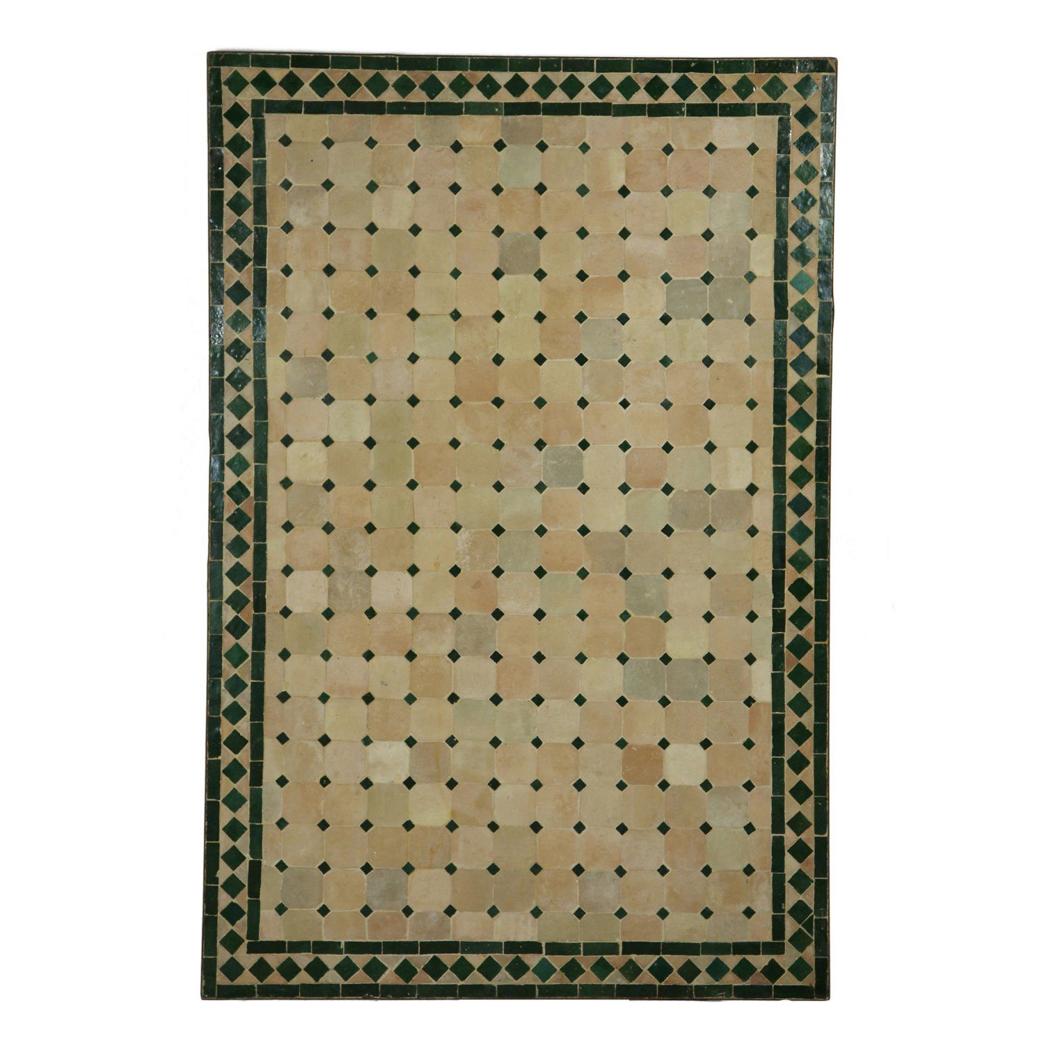 Casa Moro Gartentisch Mediterraner Gartentisch marokkanischer Mosaiktisch (120x80 cm rechteckig grün terrakotta mit Gestell H 73 cm, Kunsthandwerk aus Marrakesch Dekorativer Balkontisch), Bistrotisch Esstisch Handmade MT2117