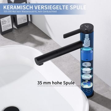 HOMELODY Badarmatur Waschtischarmatur Bad Schwarz Mischbatterie Bad Edelstahl SUS304,Kann um 360 Grad gedreht werden