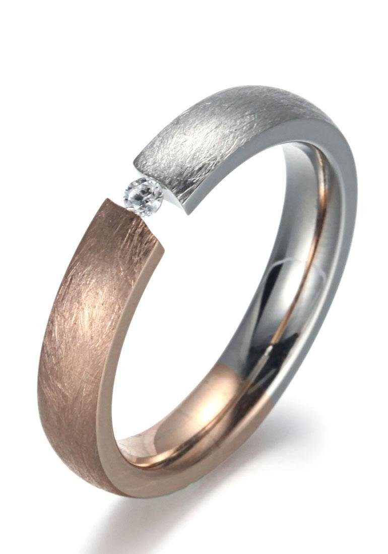 Fingerring Schmuck Geschenk 4,0 mm, Matt-Glanzoptik, bicolor