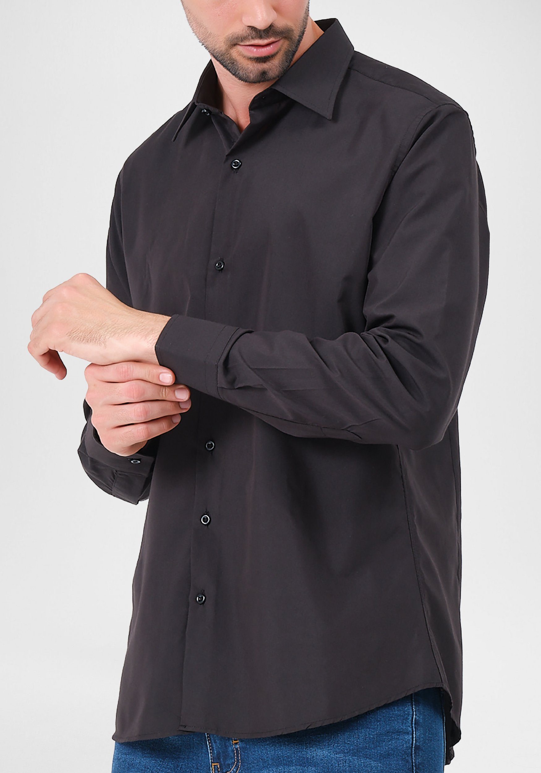 JEEL Langarmhemd Herren Hemd Langarm (1-tlg) Slim Fit