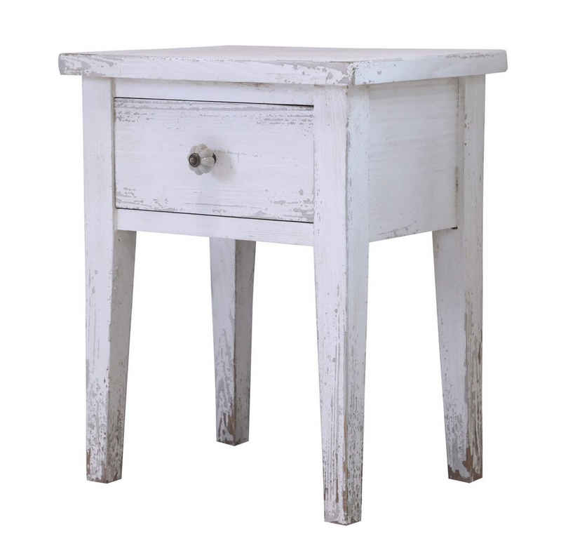 Chic Antique Beistelltisch »Beistelltisch Tisch Nachttisch Weiß 1 Schublade Holz H51cm Chic Antique 41050419«