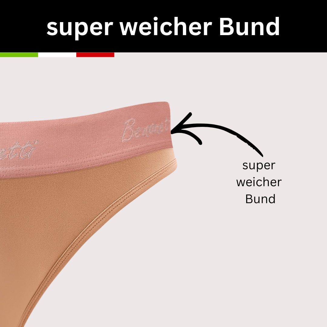Benonetti Slip Damenslips Baumwolle Unterhosen Damen - Weich & atmungsaktiv nahtlose (3er Set, 3er-Pack) Sportlich & bequem