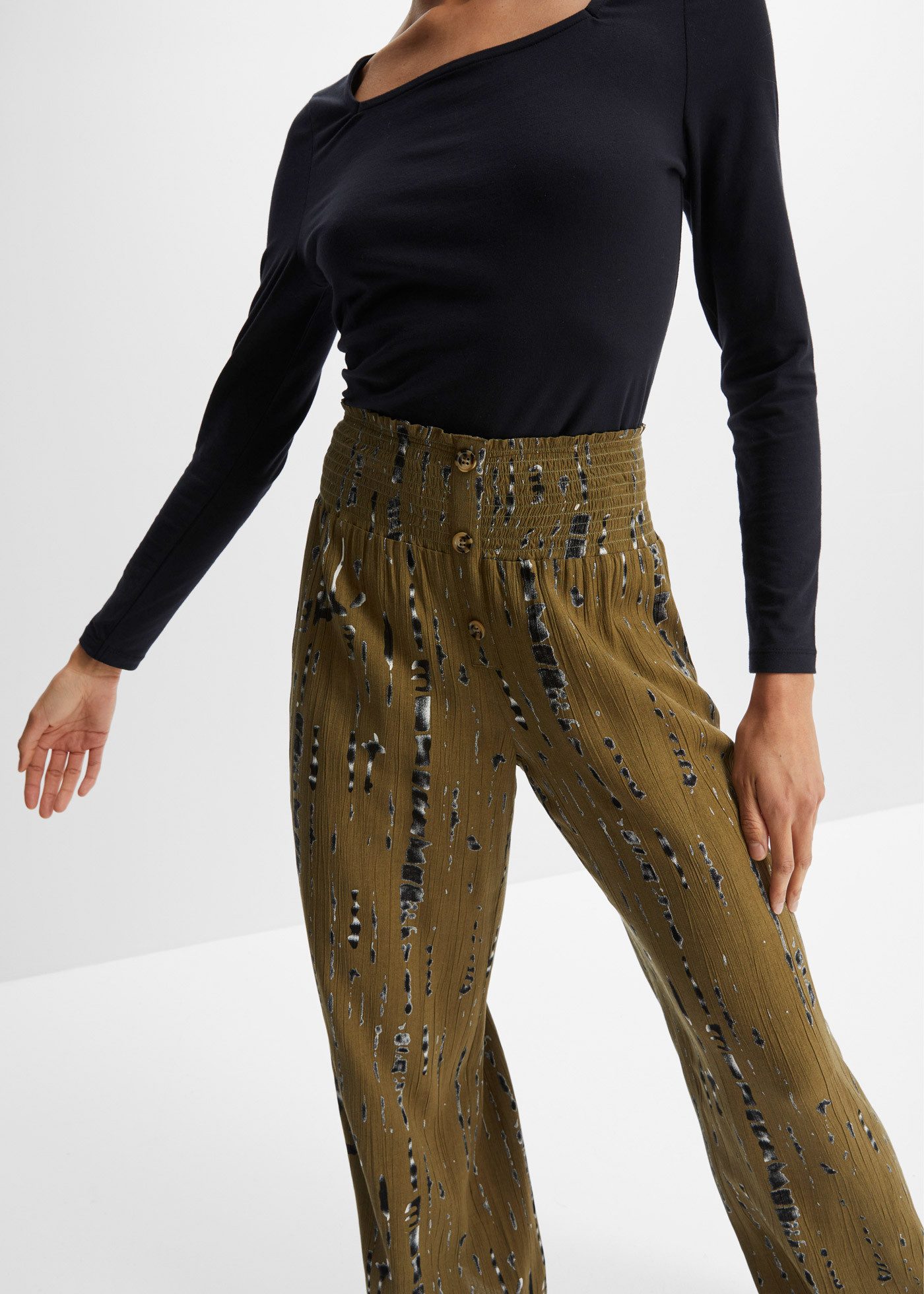 bonprix Palazzohose aus Viskose, mit Gummibund, lockere Passform, femininer günstig online kaufen
