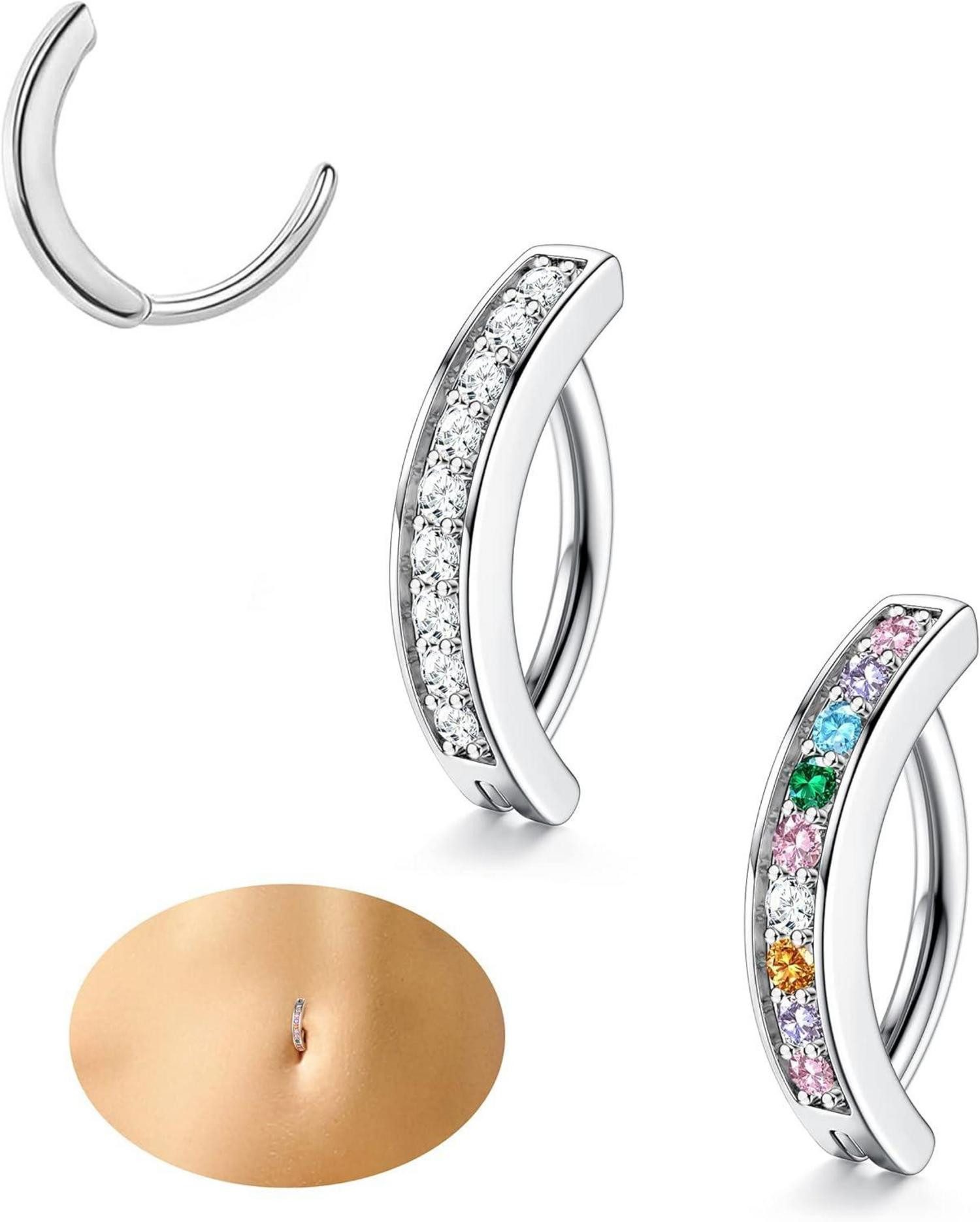 Bauchnabelpiercing-Set Bauchnabelpiercing 2-3Pcs 14G Frauen 316L Chirurgenstahl CZ Opal