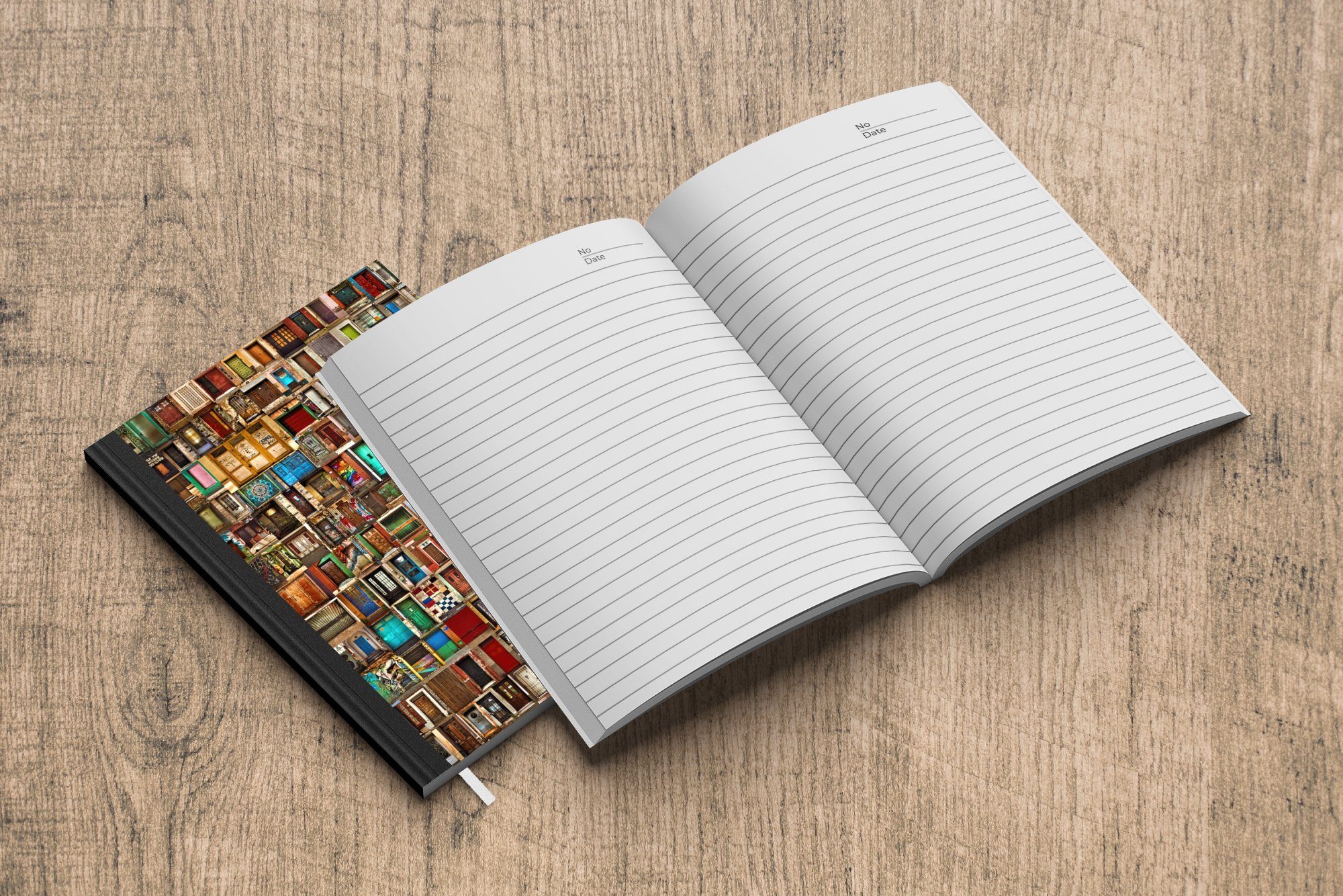 Journal, Tagebuch, Seiten, - A5, 98 Architektur, Collage Notizheft, MuchoWow Notizbuch - Bunt - Türen Merkzettel, Haushaltsbuch