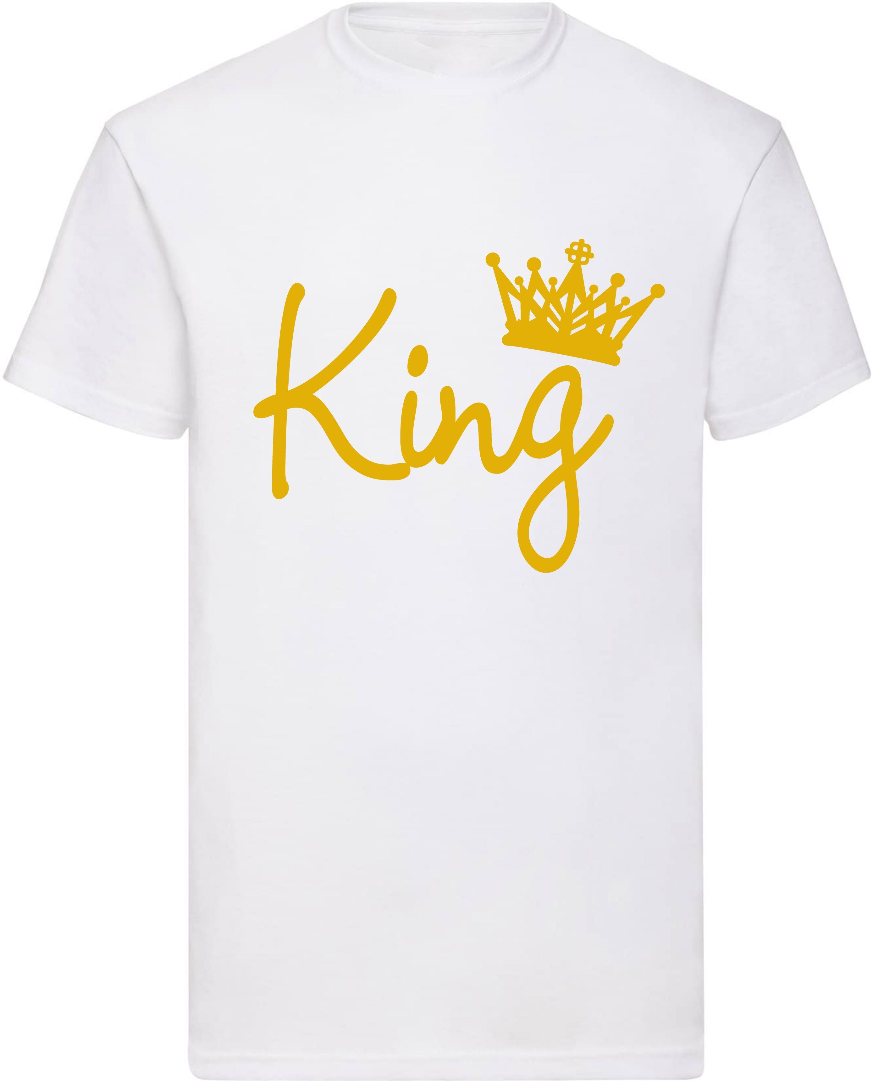 Banco T-Shirt King und Queen aus hochwertigen DTF Druck Unisex 100% Baumwolle Weiß Herren