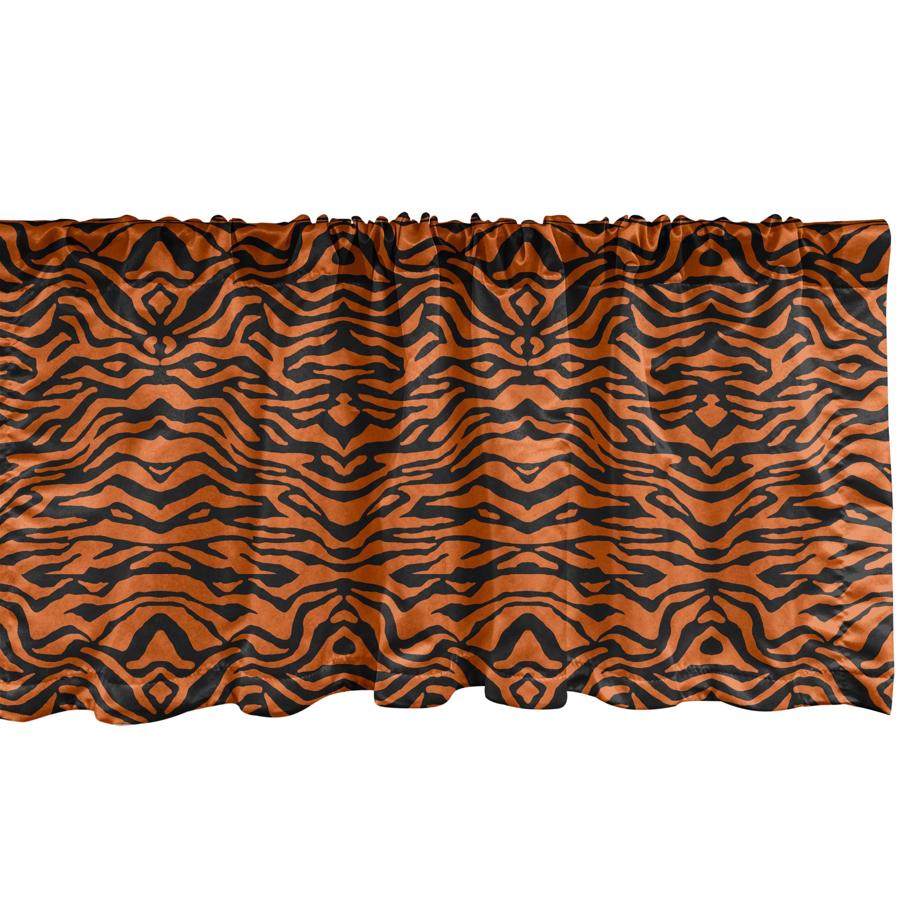 Scheibengardine Vorhang Volant für Küche Schlafzimmer Dekor mit Stangentasche, Abakuhaus, Microfaser, Safari Dschungel-Tiger-Haut-Streifen