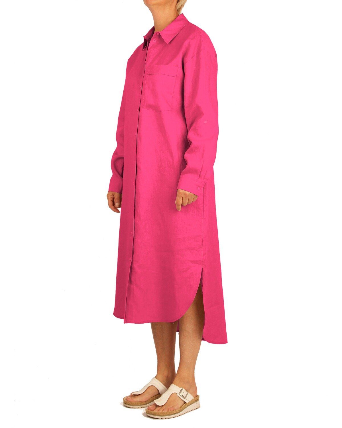 White Label Midikleid Midi-Hemdblusenkleid aus Leinen günstig online kaufen