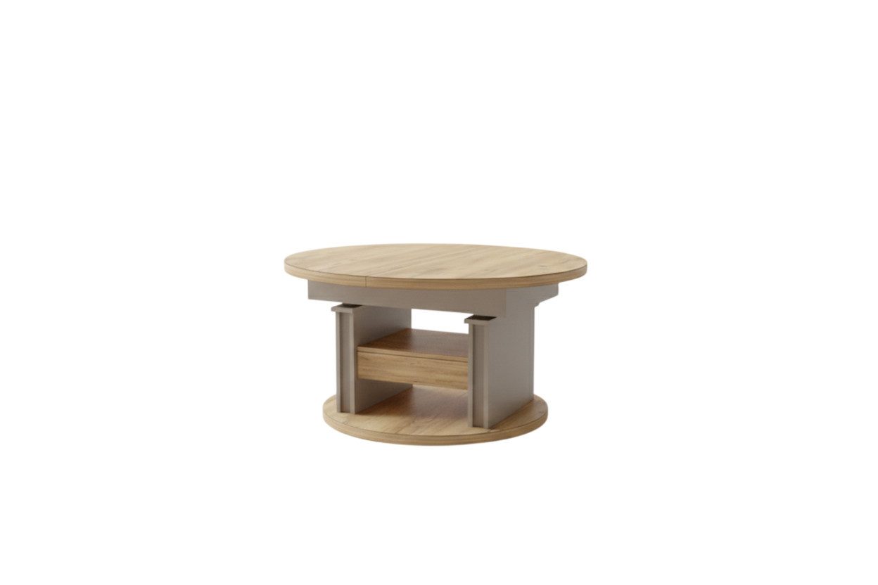 designimpex Couchtisch DA-999 rund ausziehbar höhenverstellbar mit Schublade Wohnzimmer Tisch, Funktionstisch, Wohnzimmertisch, Tisch, Esstisch, Sofatisch