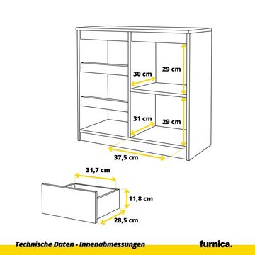 Furnica Kommode MIKEL, 3 Schubladen und 1 Tür - Beton-Optik H75cm B80cm T35cm (1 St)