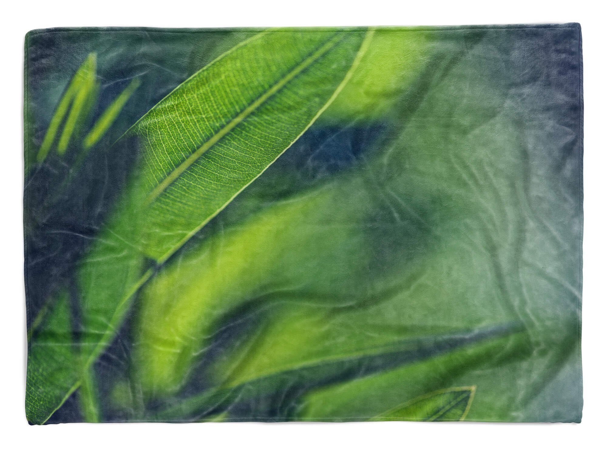 Sinus Art Handtücher Handtuch Strandhandtuch Saunatuch Kuscheldecke mit Fotomotiv Grüne Blätter Kuns, Baumwolle-Polyester-Mix (1-St), Handtuch