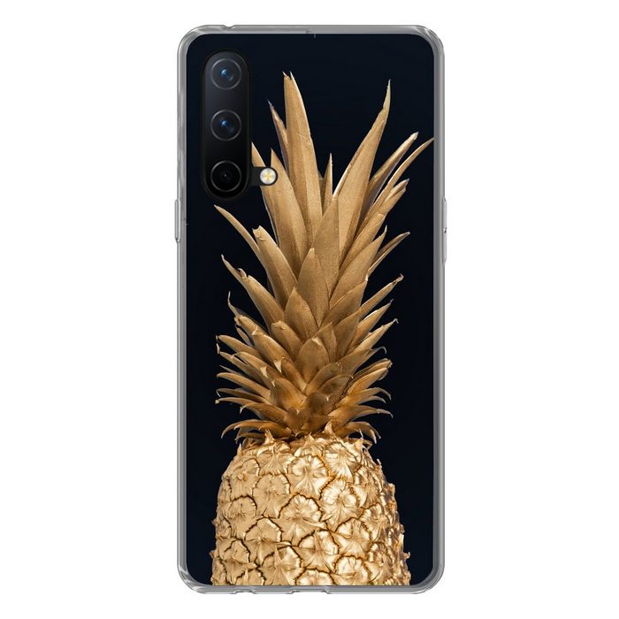 MuchoWow Handyhülle Ananas - Gold - Farbe - Schwarz - Obst - Luxus Phone Case Handyhülle OnePlus Nord CE 5G Silikon Schutzhülle