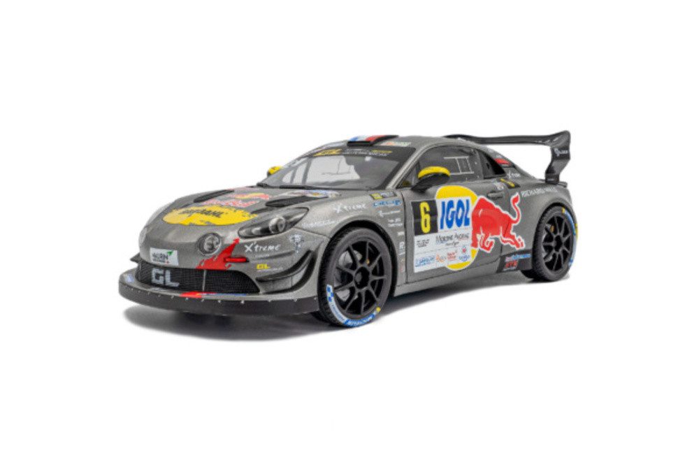 Solido Modellauto Alpine A110 RGT+ #6 Rallye Mont Blanc 2024 grau Loeb Godey, Maßstab 1:18