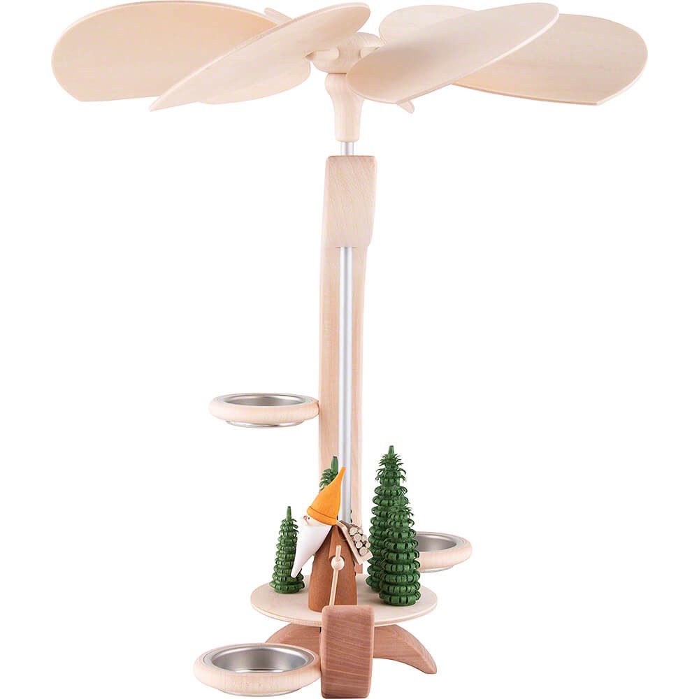 Seiffener Volkskunst Weihnachtspyramide 1-stöckige Pyramide C-Form Waldarbeiterwichtel (30cm) von Seiffener Vo