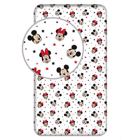 Spannbettlaken Mickey und Minnie Maus Größe: 90 x 200 cm 100 % Baumwolle, Disney Mickey Mouse, Baumwolle, Gummizug: in den Ecken, Gummizug