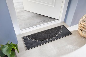 Fußmatte CC Clean Alpine, Home2Fashion, rechteckig, Höhe: 8 mm, schmale Schmutzfangmatte, Blumen, robust, In- und Outdoor geeignet