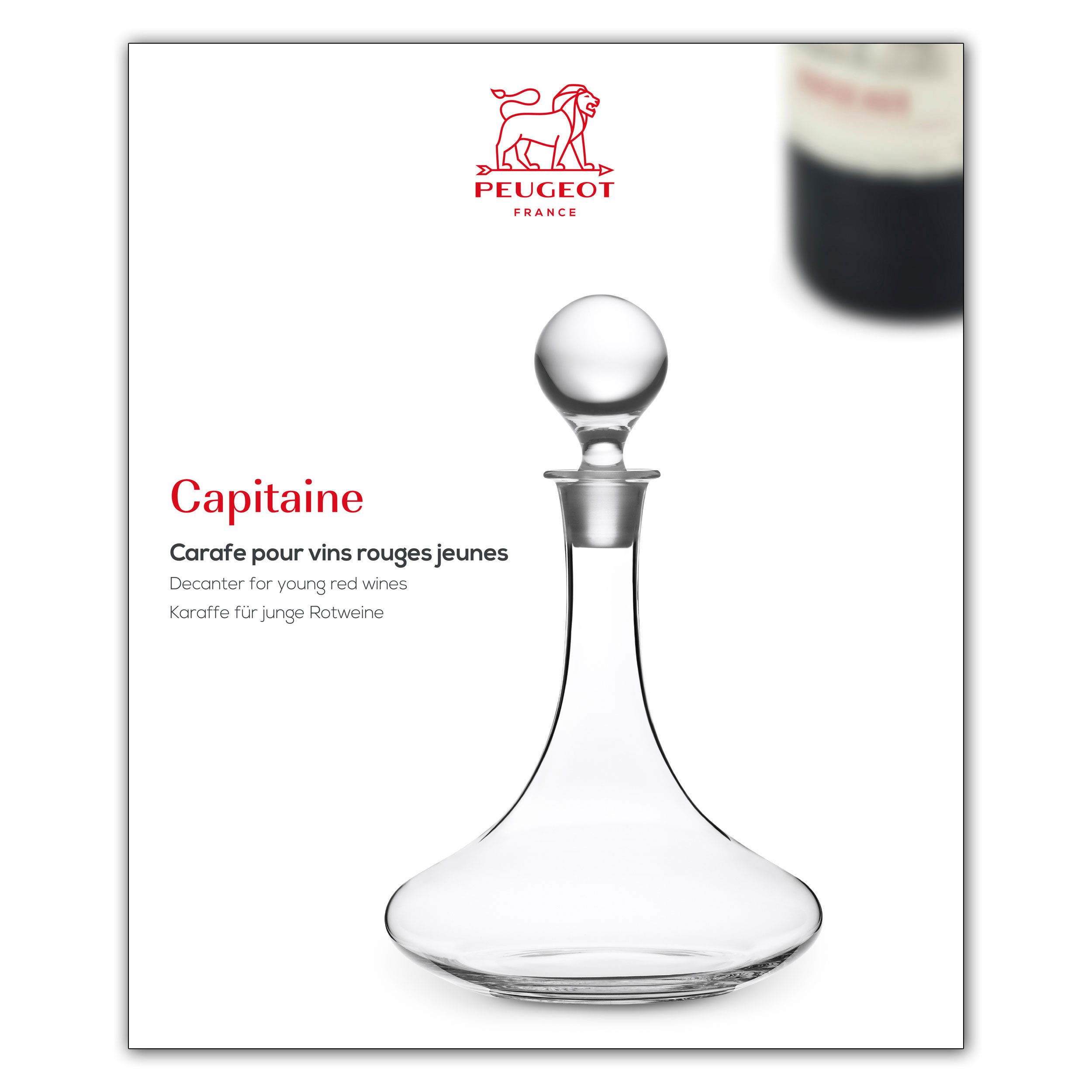 PEUGEOT Dekanter CAPITAINE Mundgeblasenes Glas Für Junge Rotweine Dekantierer