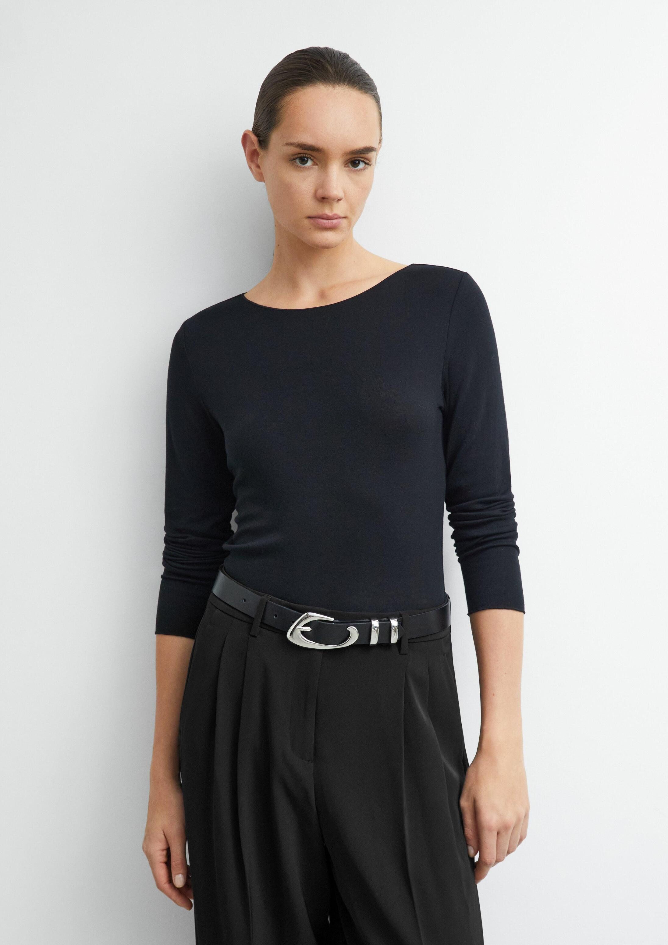 comma Langarmshirt T-Shirt Leichtes Longsleeve mit Wollanteil