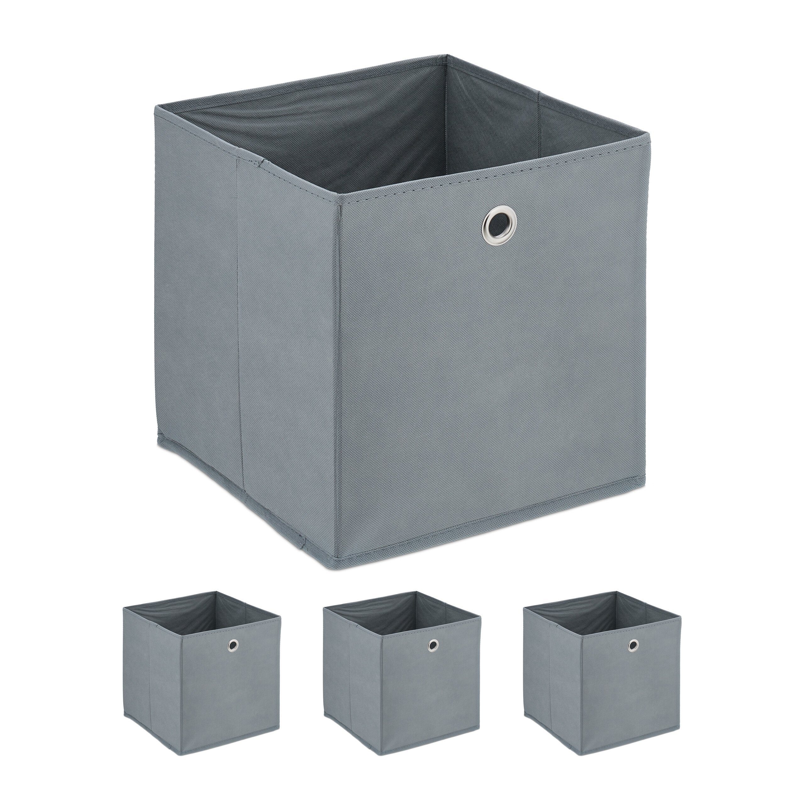 relaxdays Aufbewahrungsbox Graue Aufbewahrungsbox im 4er günstig online kaufen