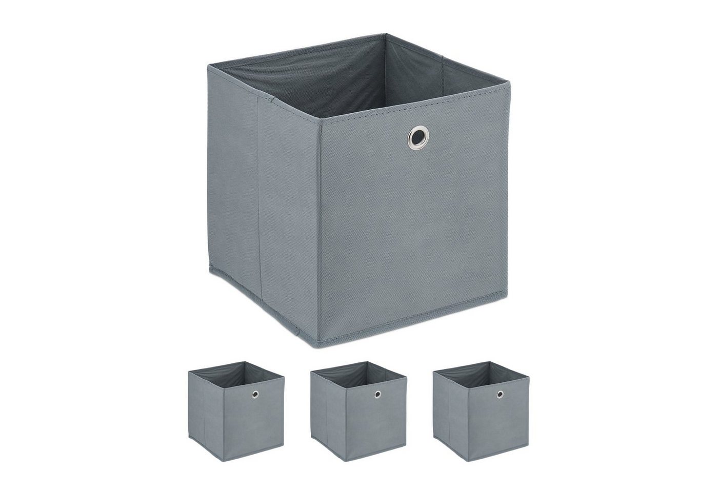 relaxdays Aufbewahrungsbox Graue Aufbewahrungsbox im 4er Set (4 St)
