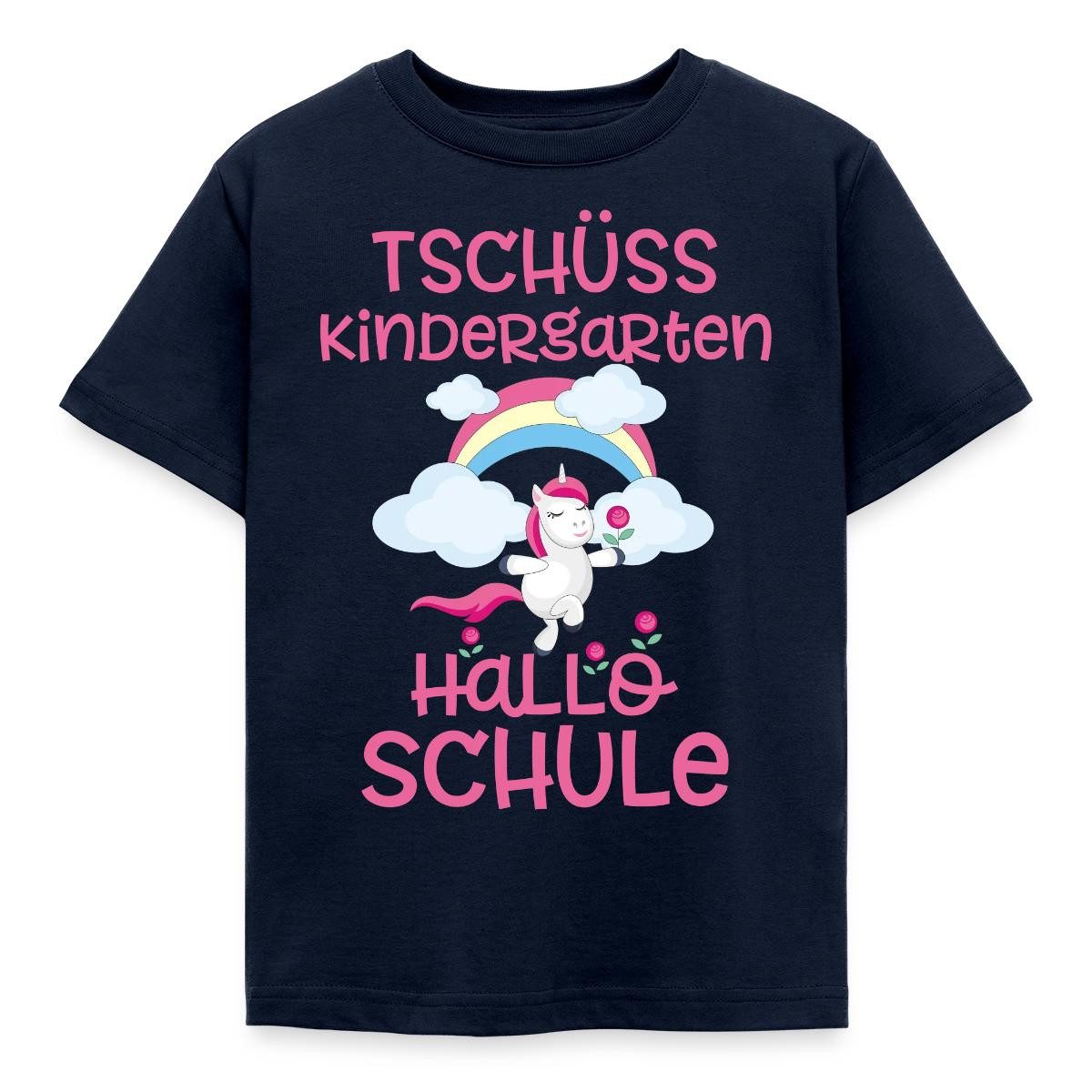 T-Shirt Einschulung Einhorn Tschüss Kindergarten Hallo Schule Kinder T-Shirt