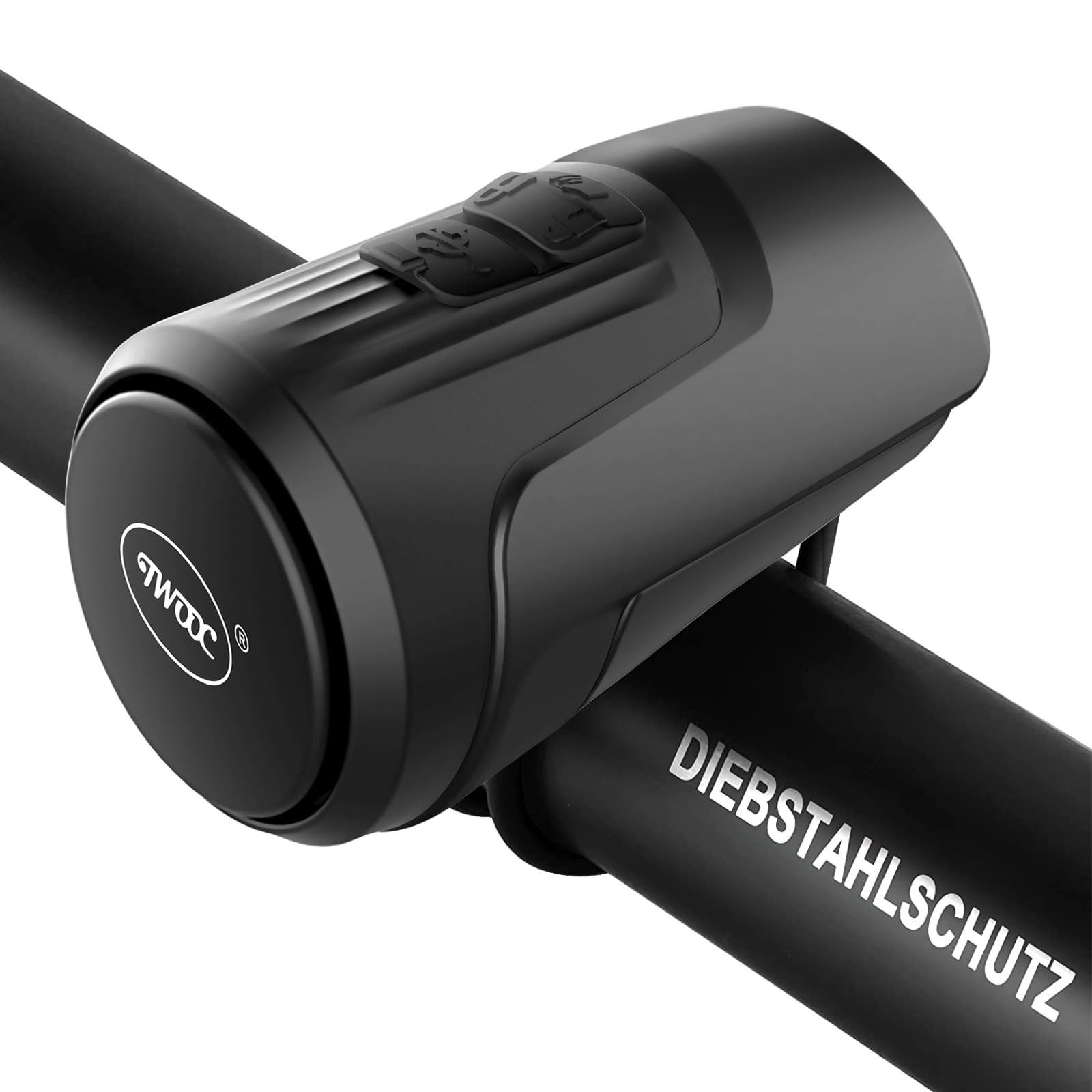 ZEUOPQ Fahrradklingel Elektrisch Fahrradhupe 125 dB, IPX5 wasserdichte, (1-tlg. Geeignet für 22-32mm Fahrräder und Mountainbikes) Anti-Diebstahl-Alarm, über USB wiederaufladbar