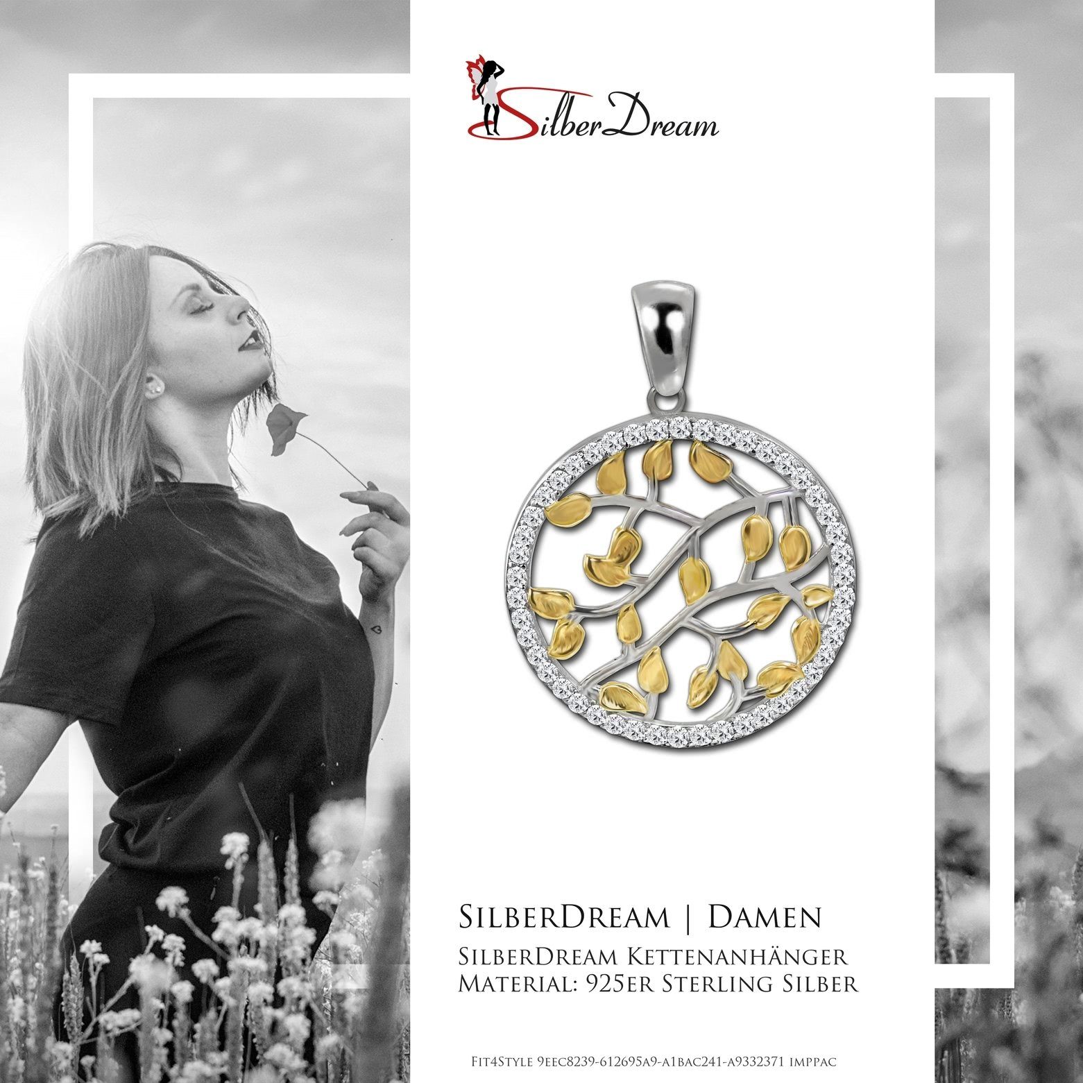 SilberDream Kettenanhänger SilberDream Damen Kreis Ketten-Anhänger goldfarben (Kettenanhänger), Kettenanhänger (Kreis) 925 Sterling Silber, silber, gold ca. 3,2cm