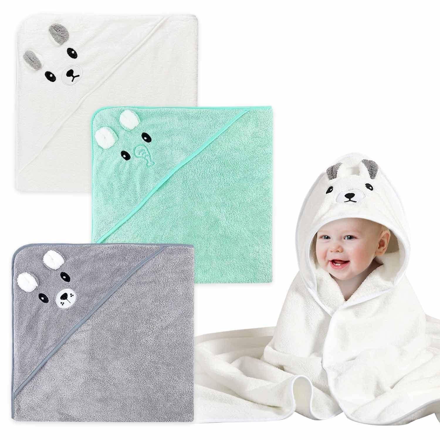 LuxusKollektion Kapuzenhandtuch Kapuzenhandtuch Baby 3er-Set 80x80cm Niedlich Weich, (3-St)