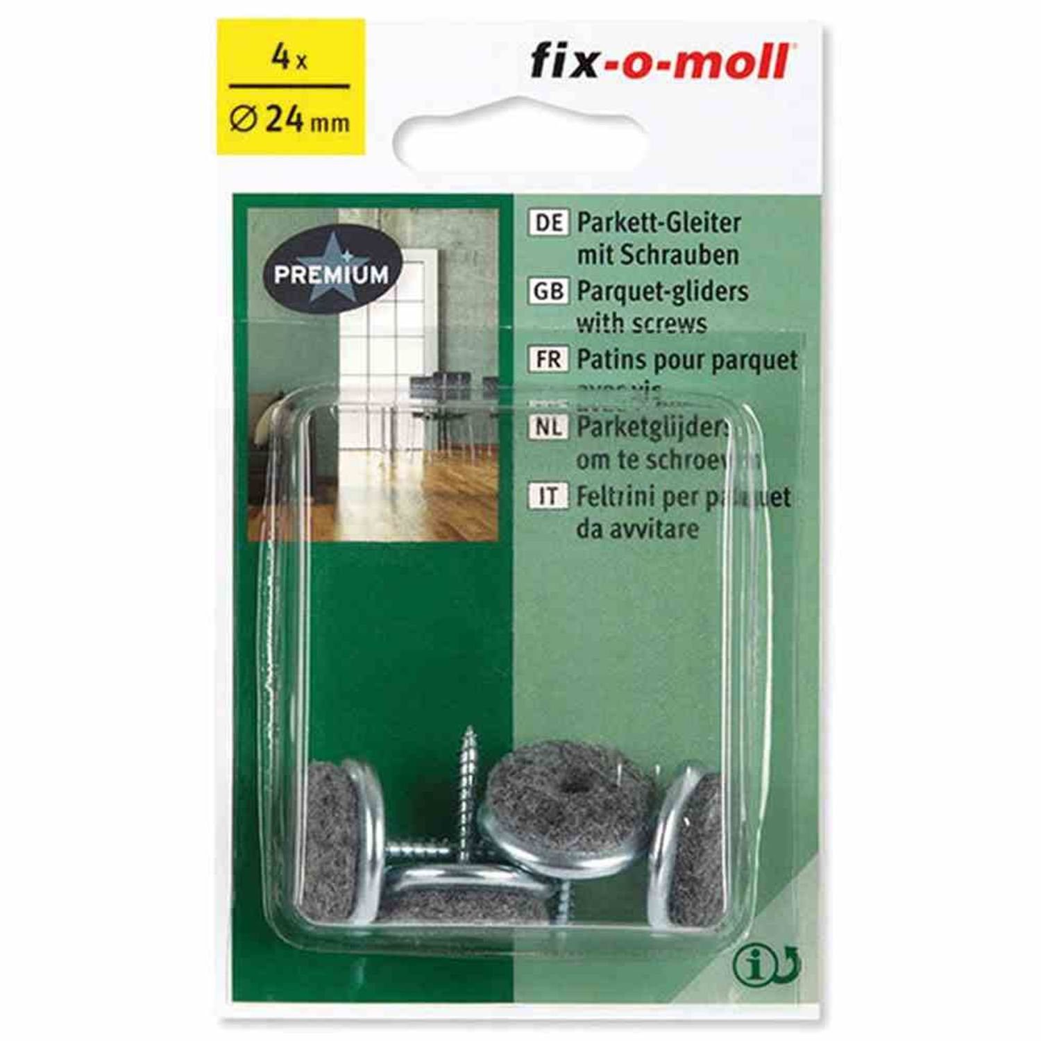 Fix-O-Moll Filzgleiter Parkettgleiter mit Schraube 24 mm 4 Stück