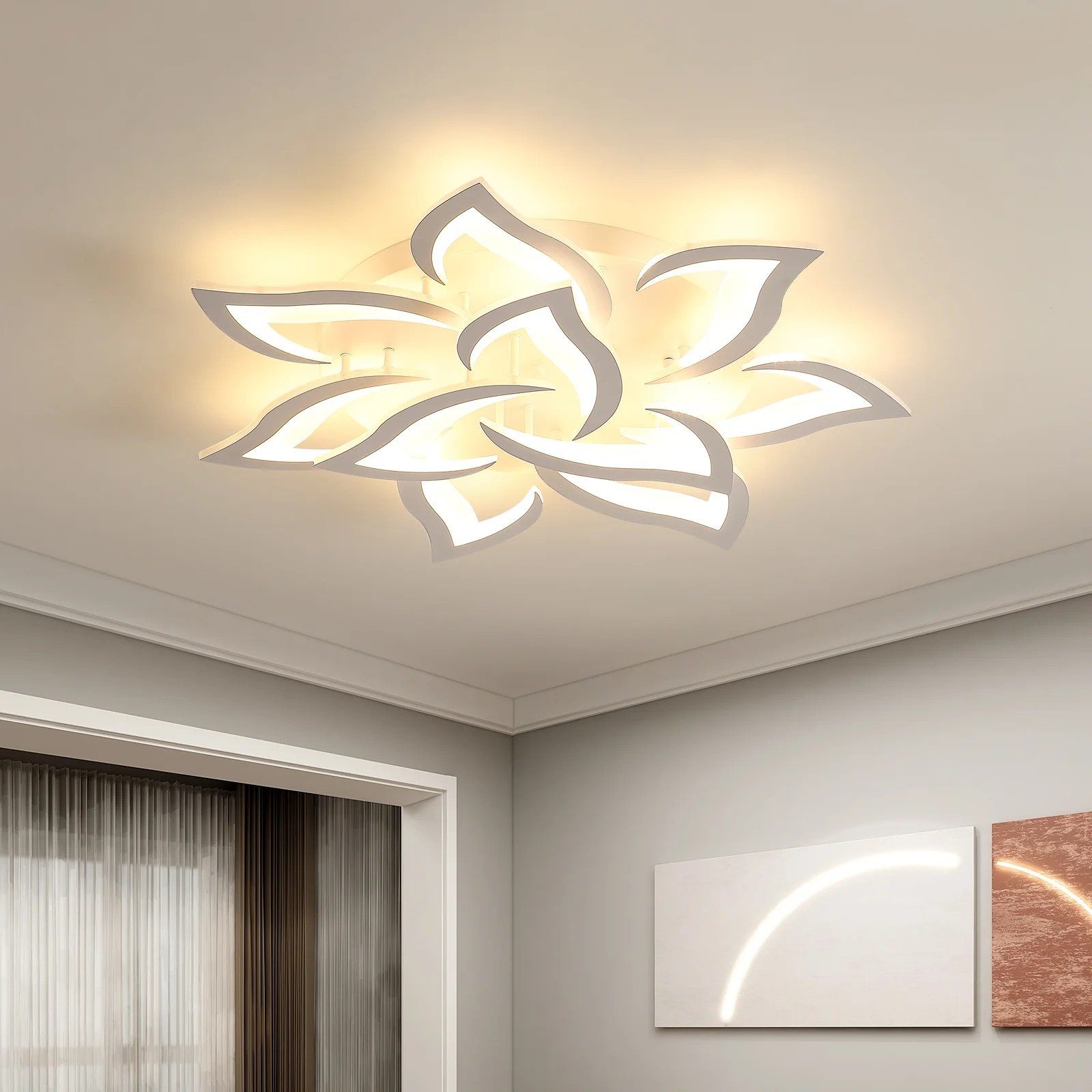 Riserva Deckenleuchte Schwalbenschwanz Blumen Deckenleuchte,weiß, 10 Köpfe,90W,warmes Licht