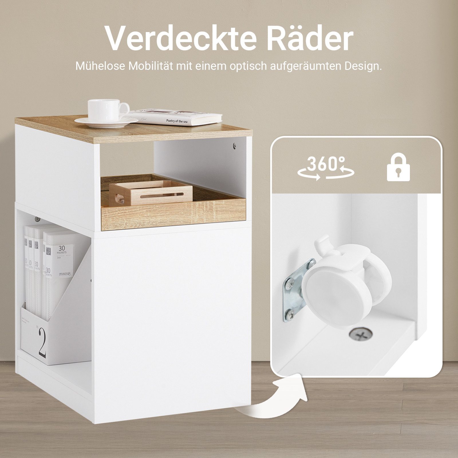 SoBuy Druckertisch ASK08, Rollcontainer mit Schubladen, Nachttisch, Beistel günstig online kaufen