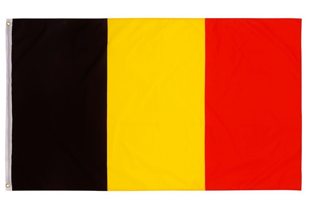 PHENO FLAGS Flagge Belgien Flagge 90 x 150 cm Belgische Fahne Fanartikel (Hissflagge für Fahnenmast), Inkl. 2 Messing Ösen