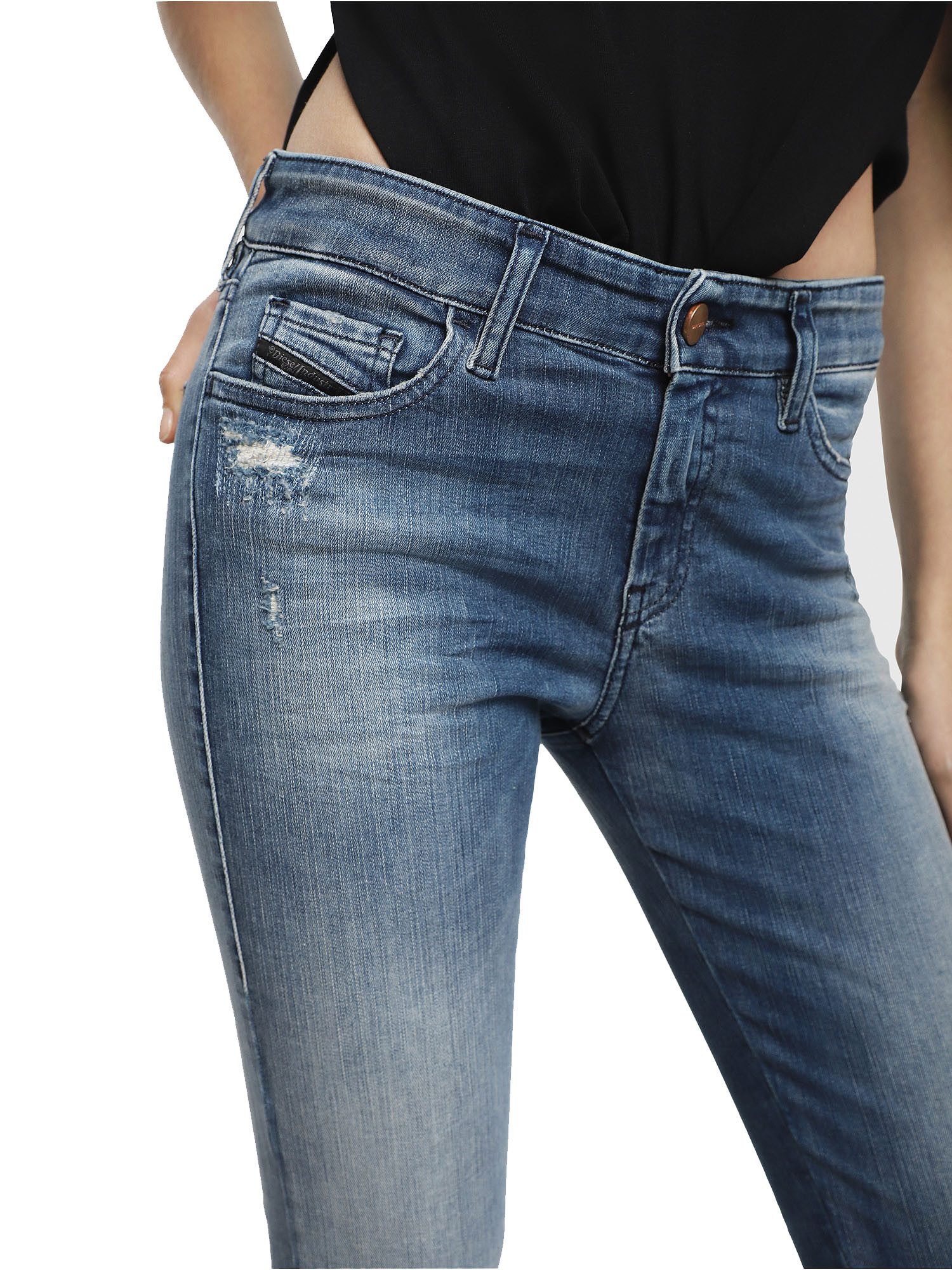 Diesel Straight-Jeans Diesel Slandy 084MU Damen Jeans Slim Straight