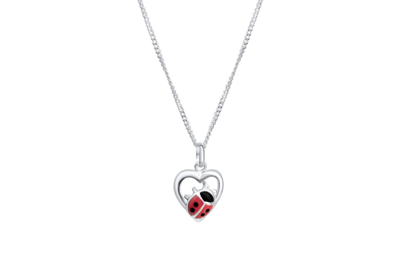 Zeeme Kette mit Anhänger 925 Silber Marienkäfer- und Herz-Motiv