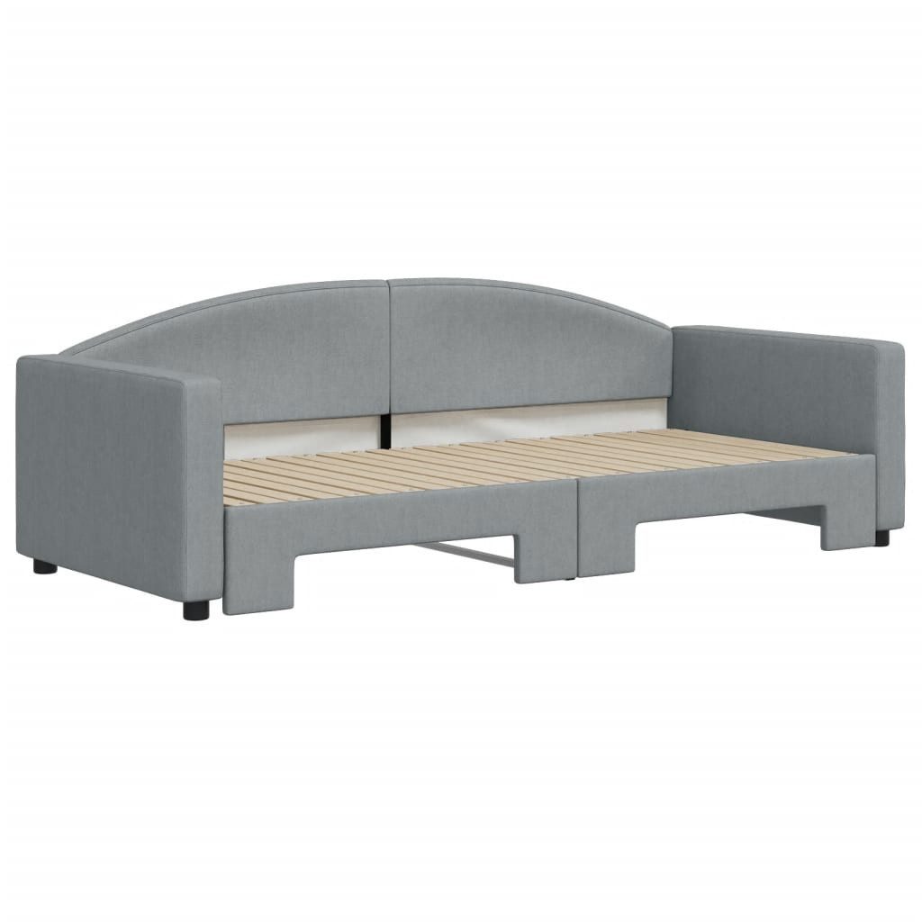 vidaXL Gästebett 90 x 200 cm Gästebett Tagesbett Ausziehbar Hellgrau 90x200 cm Stoff Be