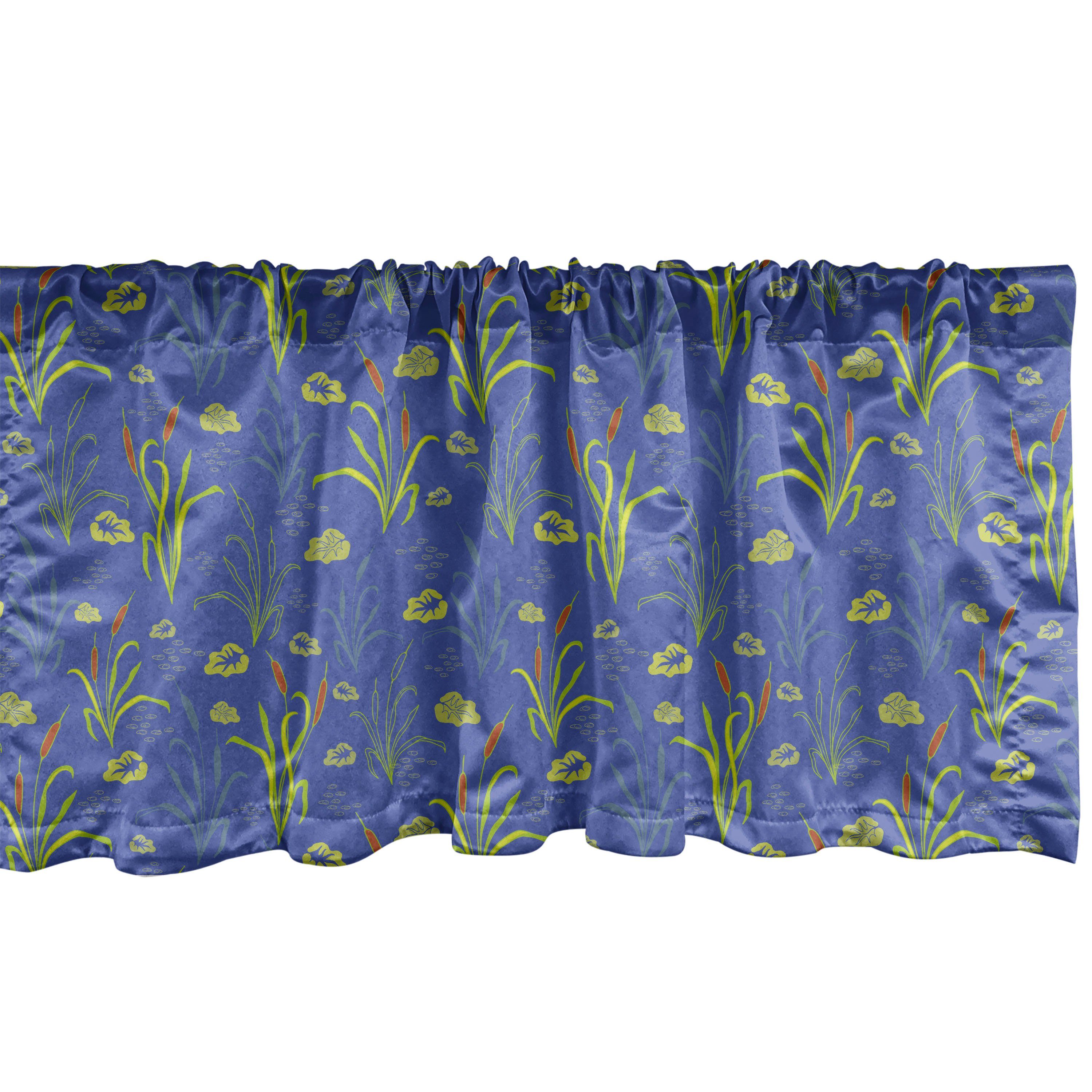 Scheibengardine Vorhang Volant für Küche Schlafzimmer Dekor mit Stangentasche, Abakuhaus, Microfaser, Botanik Rhythmische Reeds Bulrushes