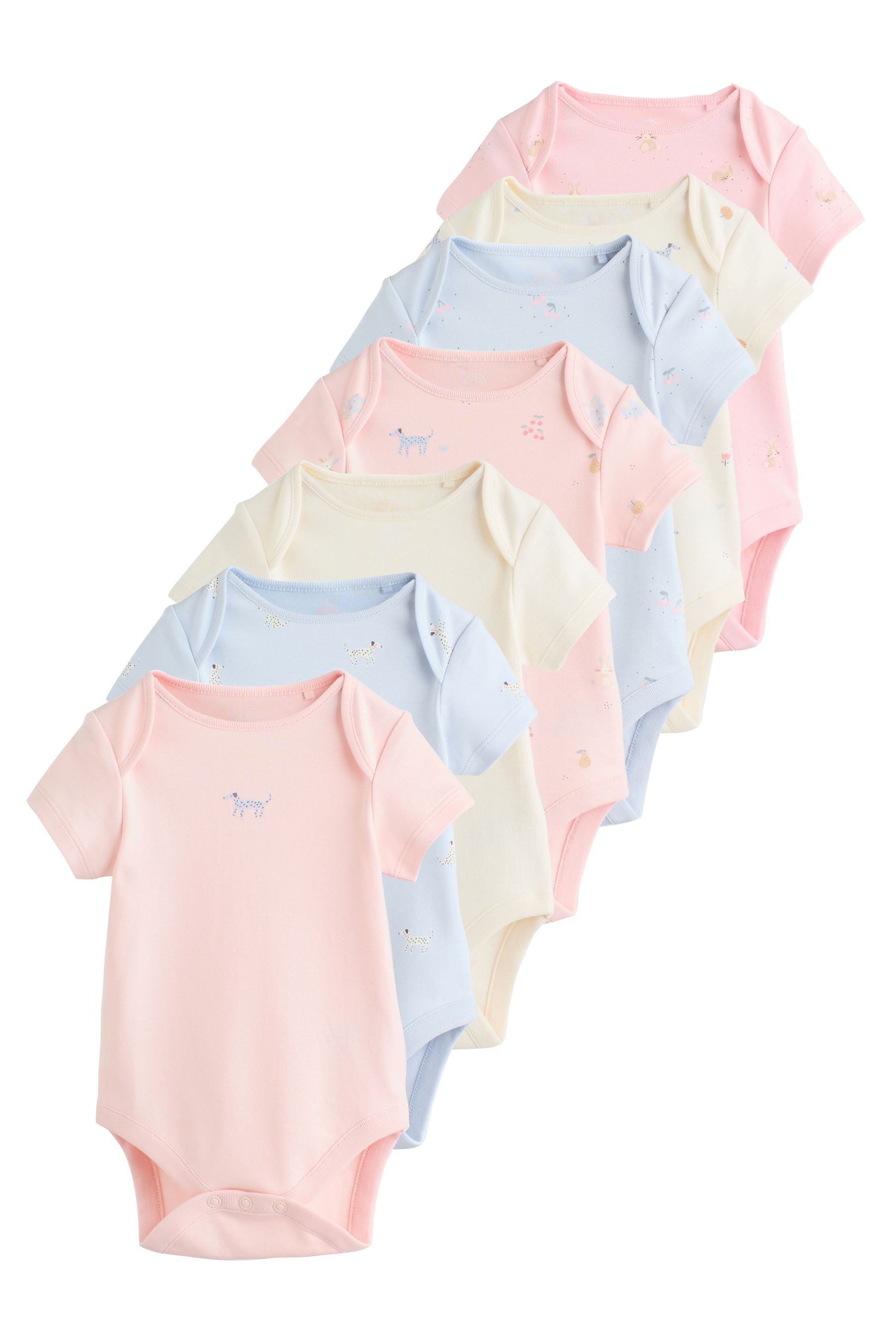 Next Kurzarmbody Kurzärmelige Babybodys im 7er-Pack (7-tlg)